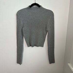 American Eagle Long-Sleeve Ribbed Mock Neck Top